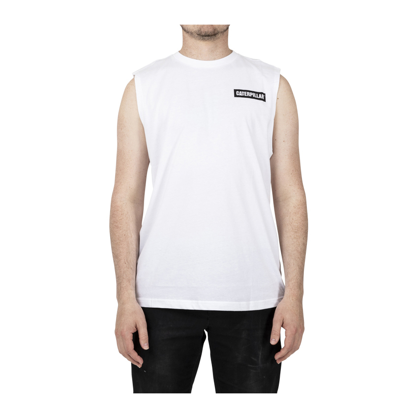 Camiseta Sin Mangas Caterpillar Icon Muscle Hombre Blancas | Argentina-LAOMU2569