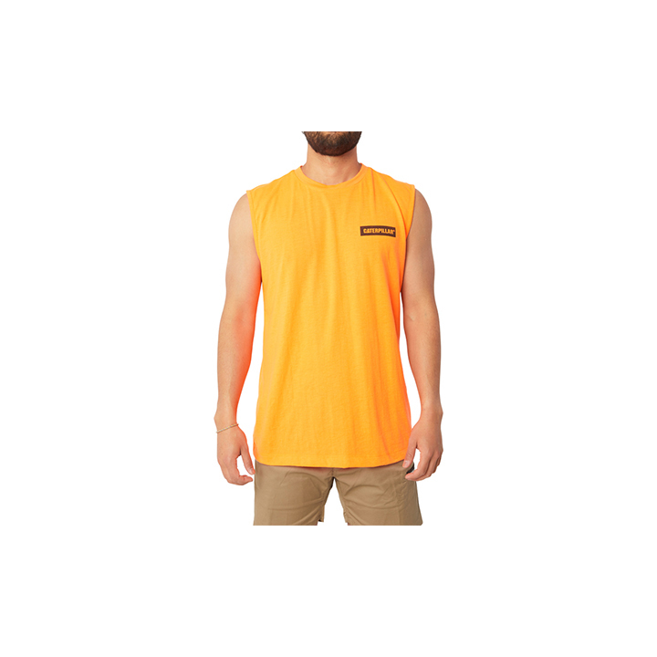 Camiseta Sin Mangas Caterpillar Icon Muscle Hombre Naranjas | Argentina-YSCAX4078