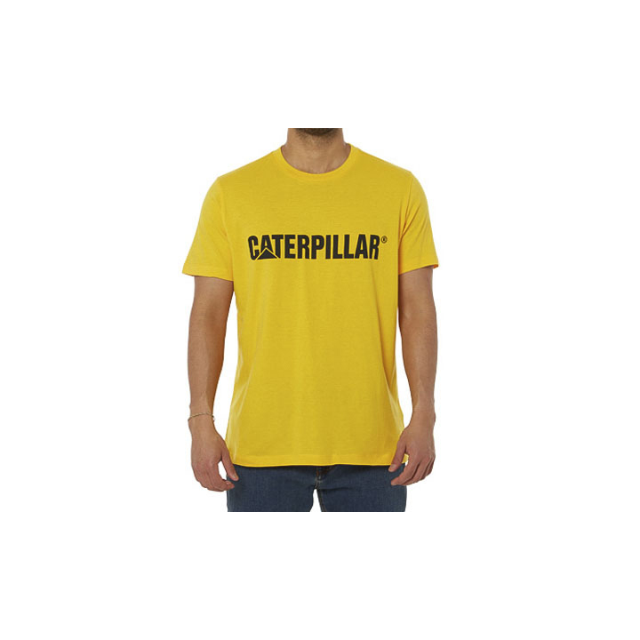 Camisetas Caterpillar Caterpillar Logo Hombre Amarillo | Argentina-XUBVD7160