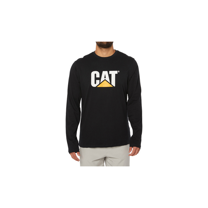 Camisetas Caterpillar Original Fit Ls Logo Hombre Negras | Argentina-YGTUC6983