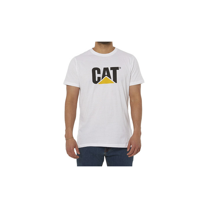 Camisetas Caterpillar Original Logo Hombre Blancas | Argentina-TBEOU6853