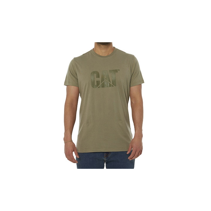 Camisetas Caterpillar Original Logo Hombre Verde | Argentina-XLDTK1243