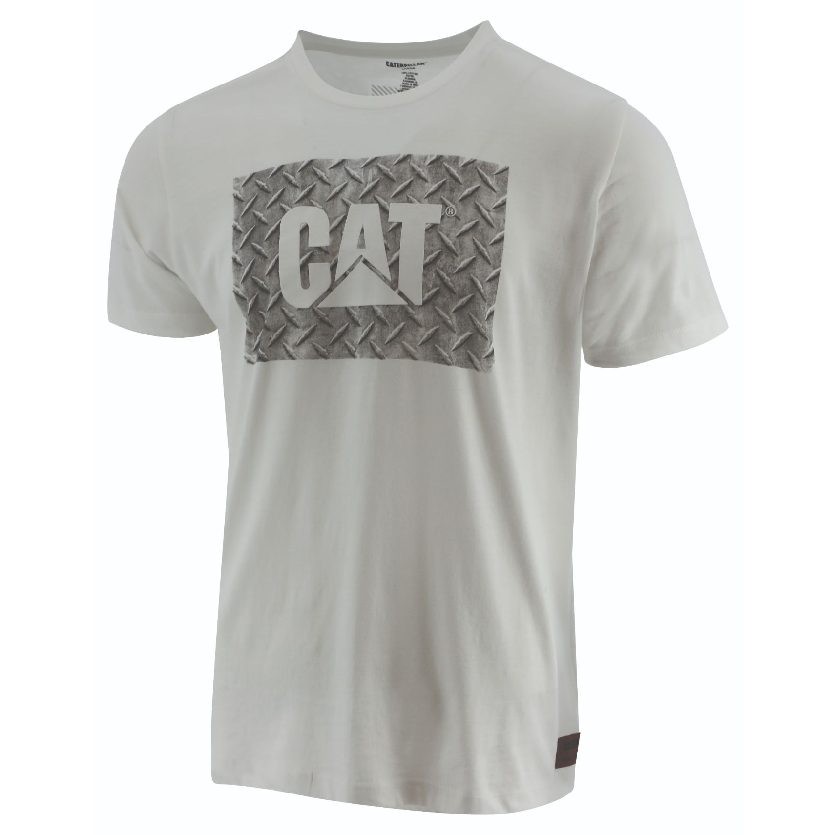 Camisetas Caterpillar Trabajo Diamond Plate Hombre Blancas | Argentina-BXOQH1860