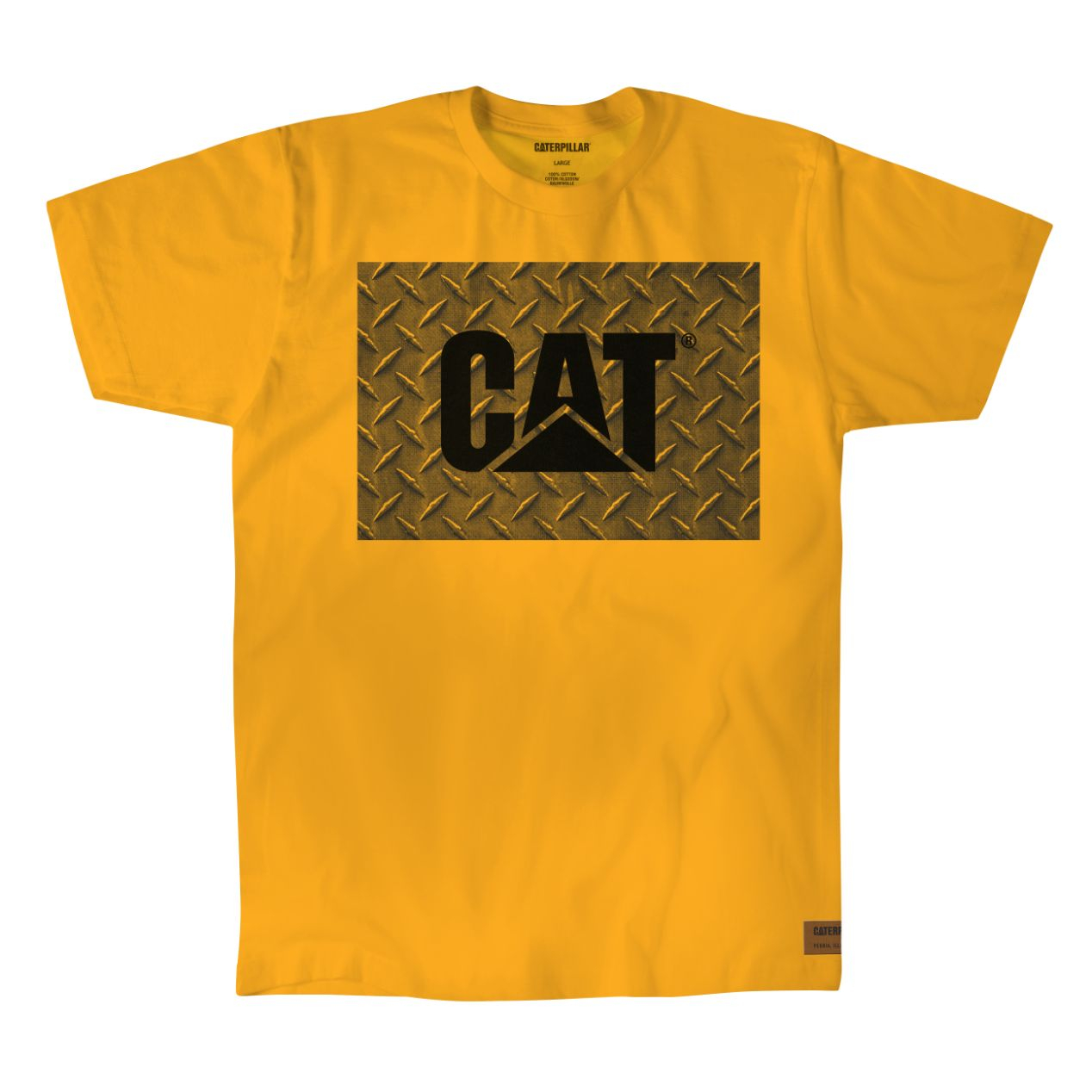 Camisetas Caterpillar Trabajo Diamond Plate Hombre Amarillo | Argentina-LJHNK2960