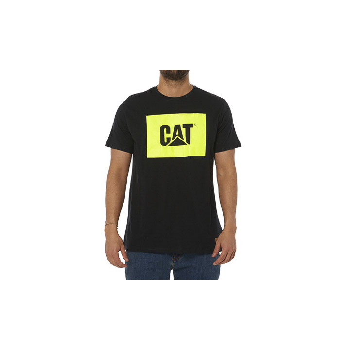 Camisetas Caterpillar Trabajo Hi Vis Hombre Negras | Argentina-JKQNX8163