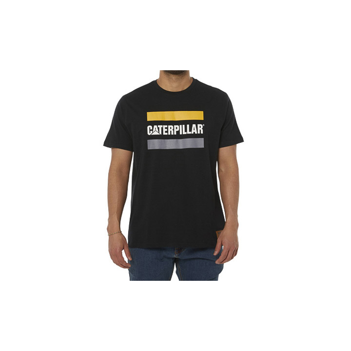 Camisetas Caterpillar Trabajo Logo Hombre Negras | Argentina-THVBA9621