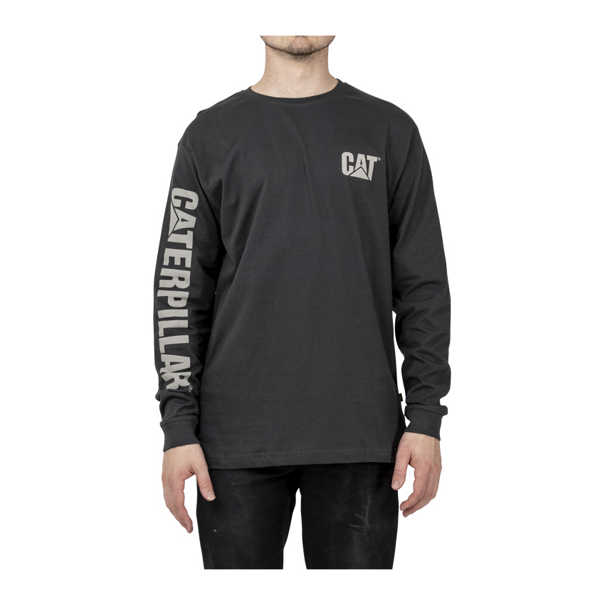 Camisetas Caterpillar Trademark Banner Long Sleeve Hombre Gris Oscuro | Argentina-SVORI5147