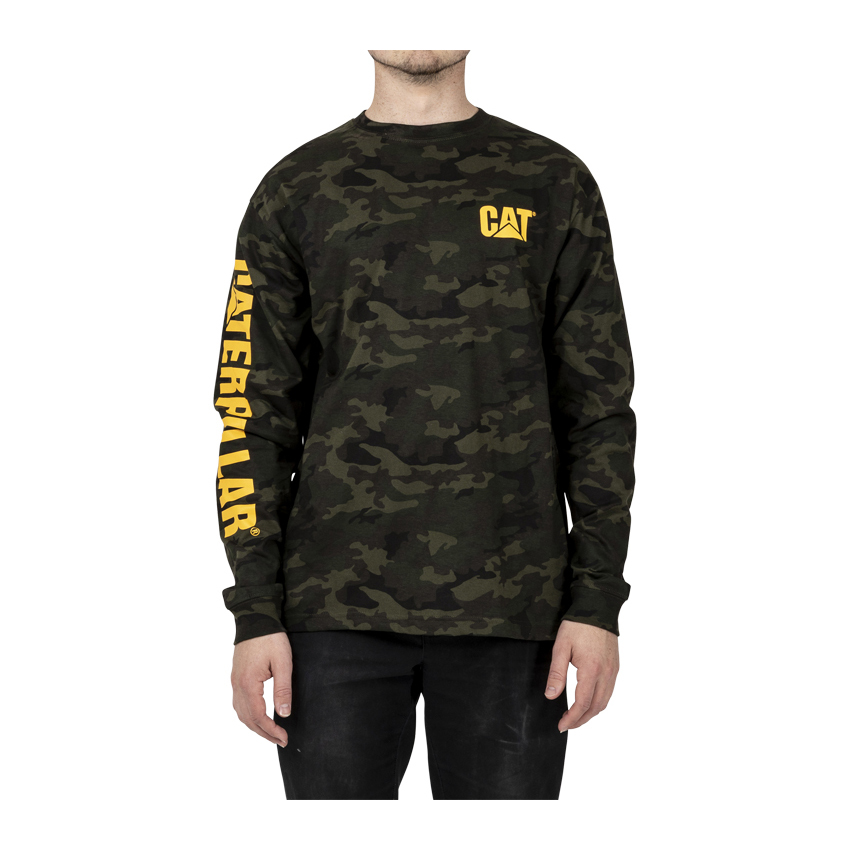 Camisetas Caterpillar Trademark Banner Long Sleeve Hombre Camuflaje | Argentina-WUXEH6930