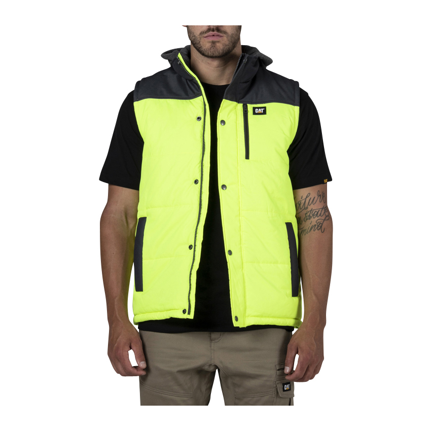 Chalecos Caterpillar Hi Vis Encapuchado Trabajo Hombre Amarillo Negras | Argentina-IGPDM0348