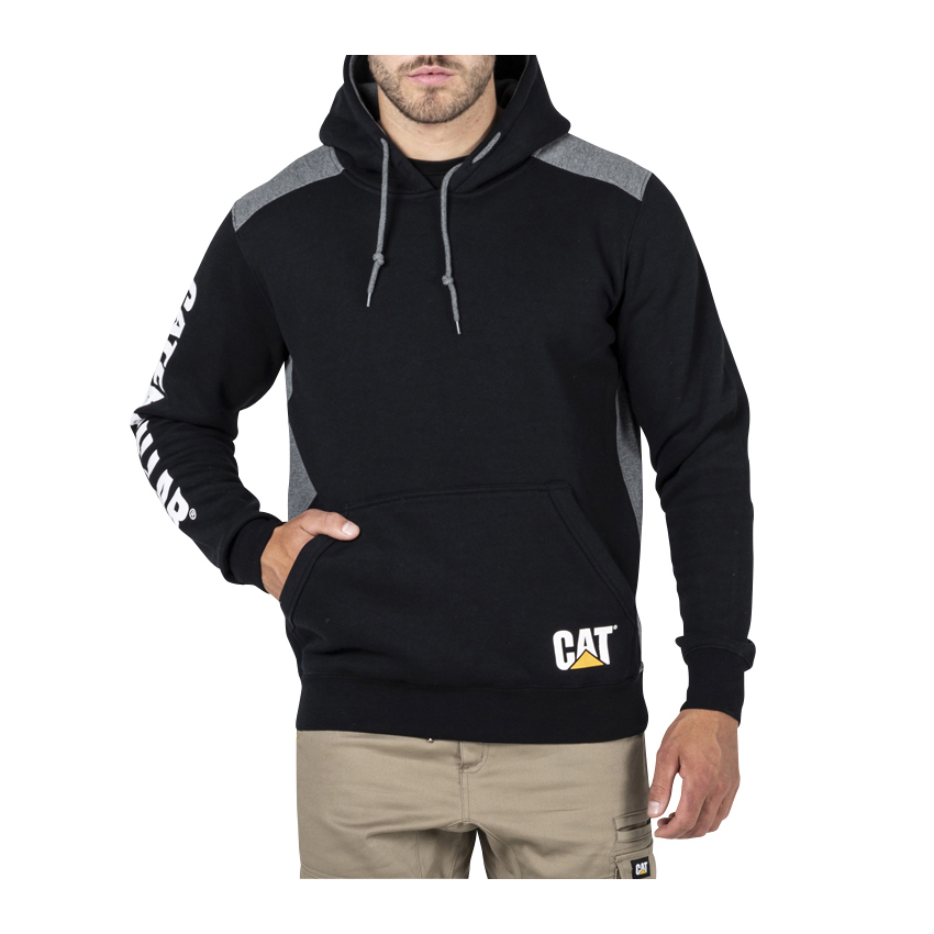 Sudaderas Caterpillar Logo Panel Encapuchado Sweat Hombre Negras | Argentina-LCXIS4597