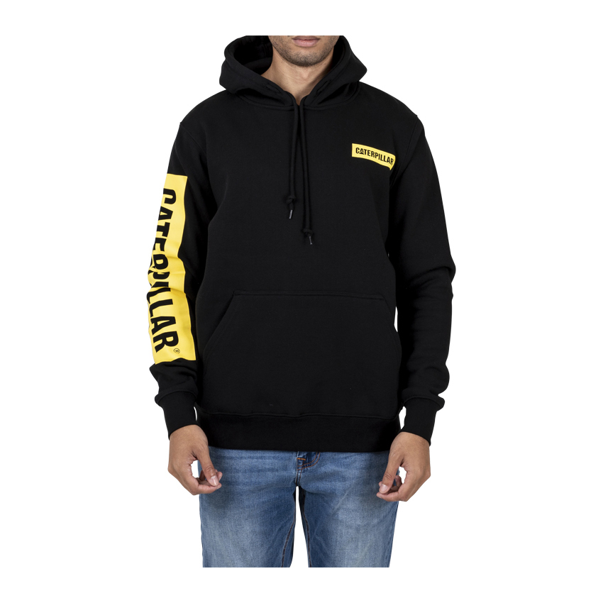 Sudaderas Caterpillar Triton Block Hoody Hombre Negras Amarillo | Argentina-RHZSX2138